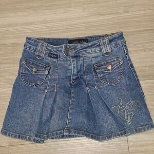 VTG Girls Baby Phat Blue Denim Mini Skirt Size 8 Girls Y2K Embroidered